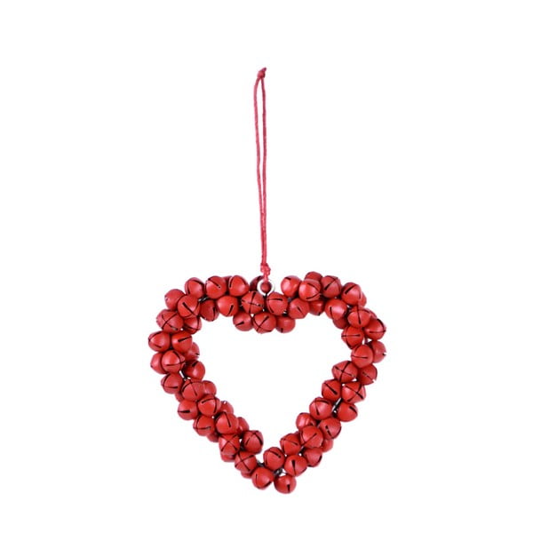 Sarkana piekarama dekoratīva sirds no metāla zvaniņiem Ego Dekor Bells, augstums 8,5 cm