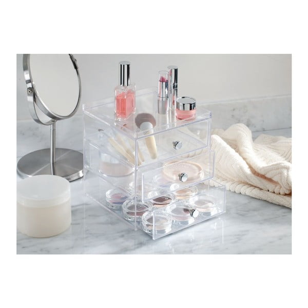 Caurspīdīgs organizators ar 3 atvilktnēm iDesign Drawers, augstums 18 cm-image-1