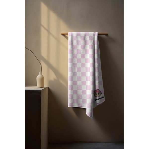 Rozā kokvilnas bērnu dvielis 75x140 cm Checkerboard – Playmobil-image-1