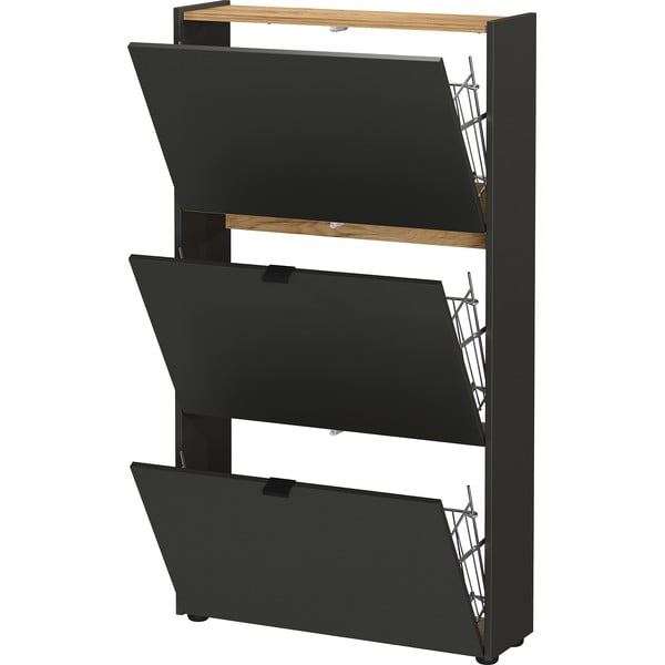 Antracīta pelēks atverams apavu plaukts 71x127x22 cm Ameca – Germania-image-2