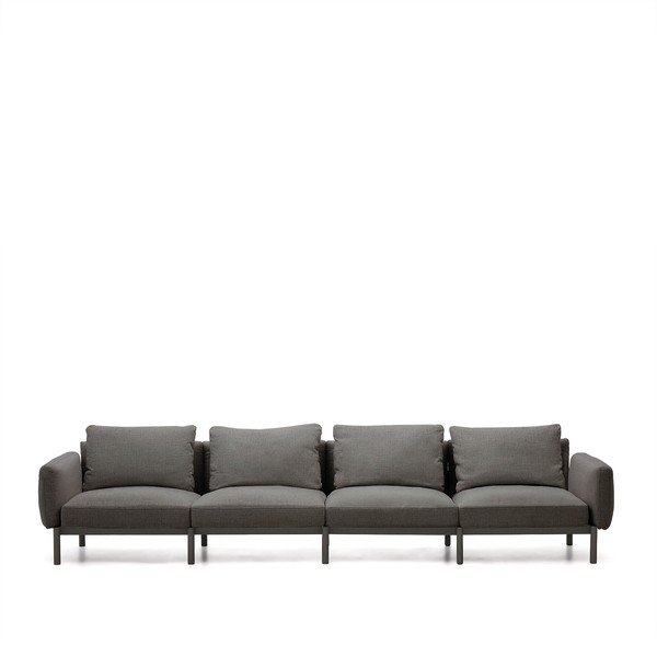 Tumši pelēks dārza modulārais dīvāns 370 cm Sorells – Kave Home