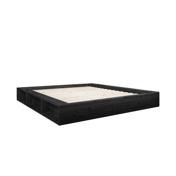 Melna masīvkoka divguļamā gulta ar uzglabāšanas vietu un futonu Comfort Mat Karup Design Ziggy, 180 x 200 cm-image-3