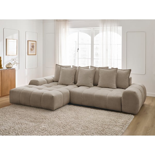 Pelēkbrūns salokāms/ar uzglabāšanas vietu stūra dīvāns no šenila auduma (ar kreiso stūri/ar zvilni) Everest – Bobochic Paris-image-1