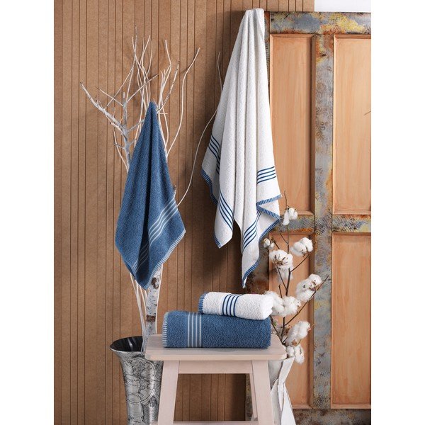 Balti/zili kokvilnas dvieļu komplekts (4 gab.) – Mila Home-image-3