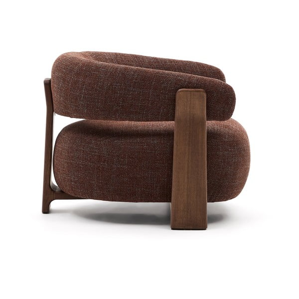 Brūns atpūtas krēsls no šenila auduma Granite – Kave Home-image-3