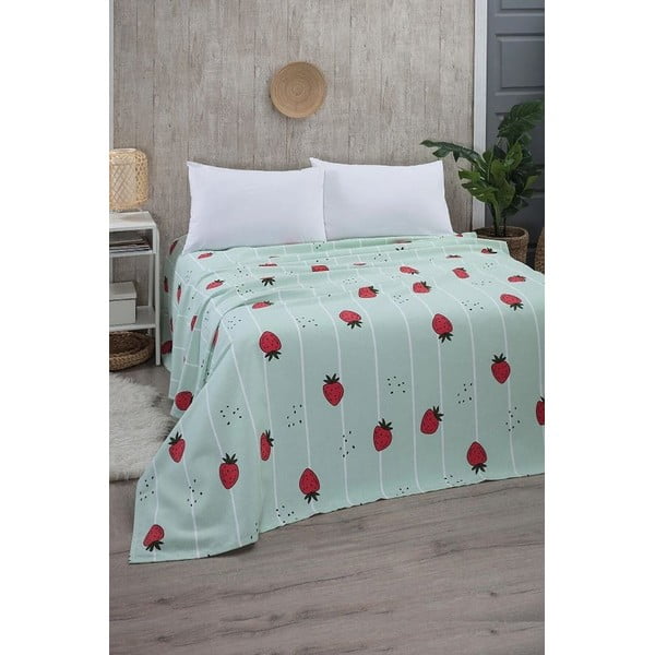 Piparmētru zaļš kokvilnas gultas pārklājs 170x230 cm Strawberry – Mila Home