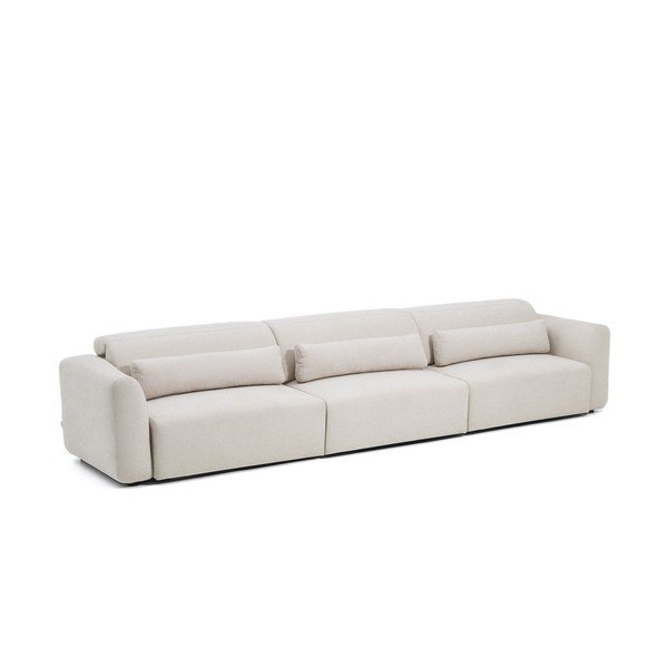 Bēšs regulējams dīvāns no šenila auduma ar zvilni 410 cm Lares – Kave Home