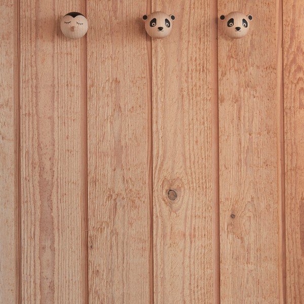 Dabīga toņa dižskābarža masīvkoka sienas āķis Panda – OYOY Mini-image-2