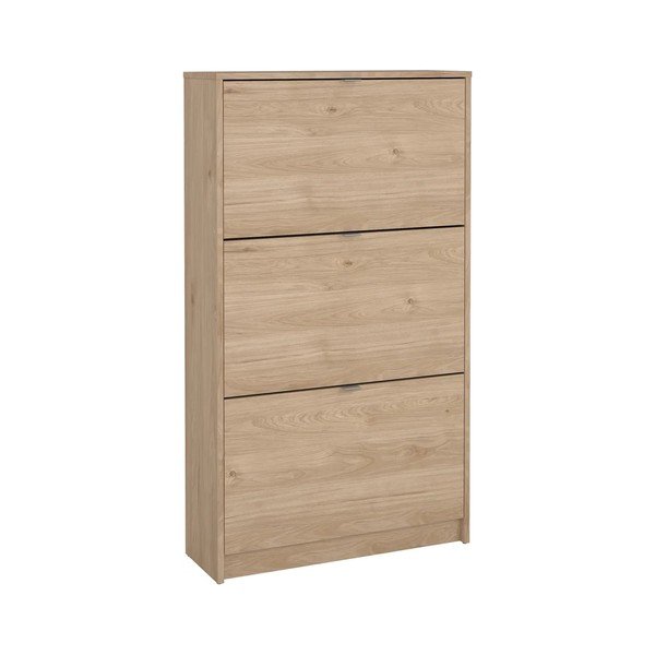 Dabīga toņa atverams apavu plaukts ar ozolkoka imitāciju 70x124x24 cm Shoes – Tvilum