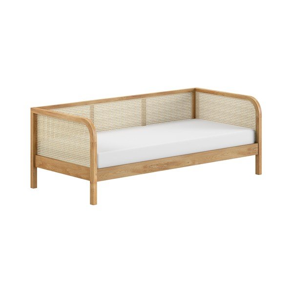 Dabīga toņa ozola masīvkoka vienvietīga gulta ar redelēm 90x200 cm Olive Captain Rotan – Vipack