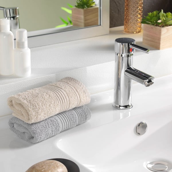 Bēšs frotē kokvilnas dvielis 30x50 cm Tendresse – douceur d'intérieur-image-1