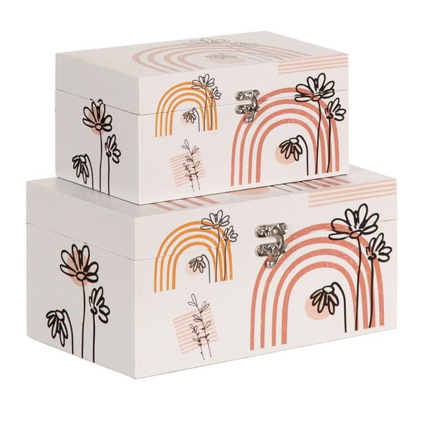 Krēmkrāsas dekoratīvas uzglabāšanas kastes (2 gab.) 30x18x15 cm Flowers – Ixia