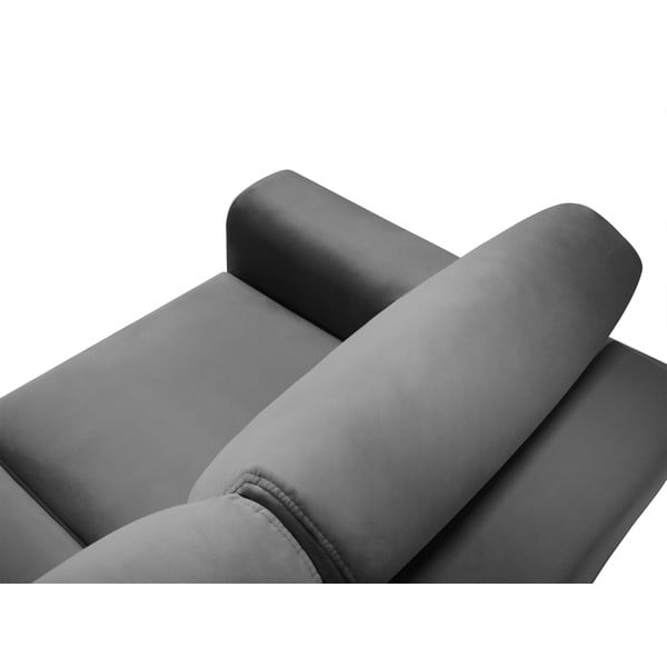 Gaiši pelēks samta salokāms stūra dīvāns ar uzglabāšanas vietu Kyoto – Cosmopolitan Design-image-4