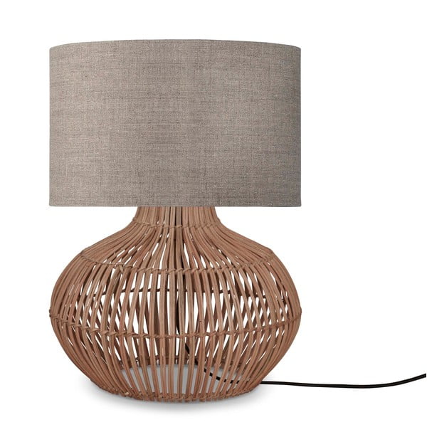 Bēša/dabīga toņa galda lampa ar auduma abažūru (augstums 48 cm) Kalahari – Good&Mojo