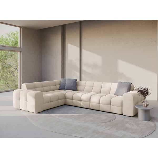 Bēšs stūra dīvāns (ar kreiso stūri/L veida) Kendal – Micadoni -image-1