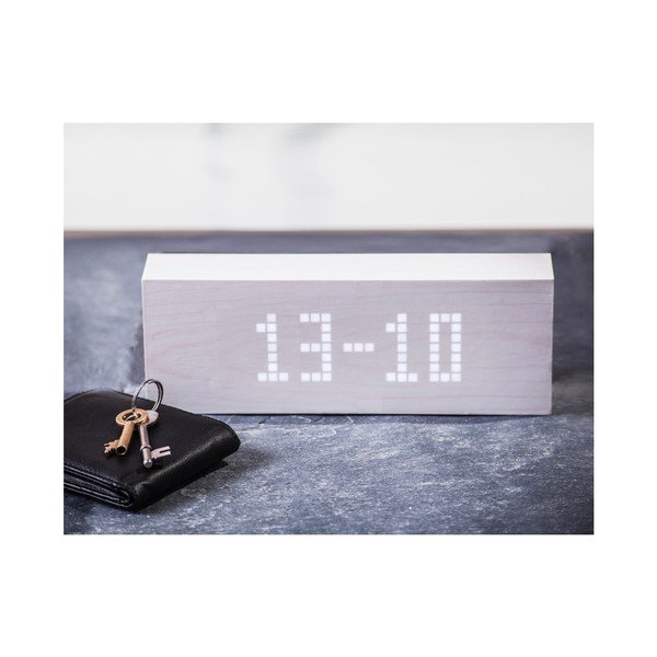 Balts modinātājs ar baltu LED displeju Gingko Message Click Clock-image-3