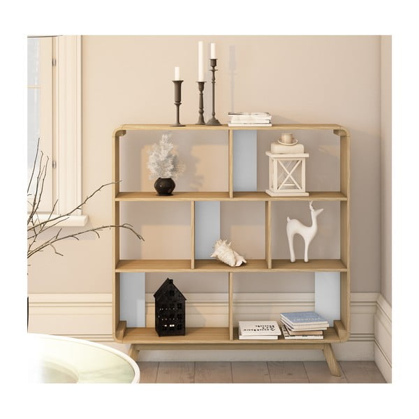 Dabīga toņa grāmatplaukts ar ozolkoka imitāciju 122x126 cm Caitlin – Støraa-image-4