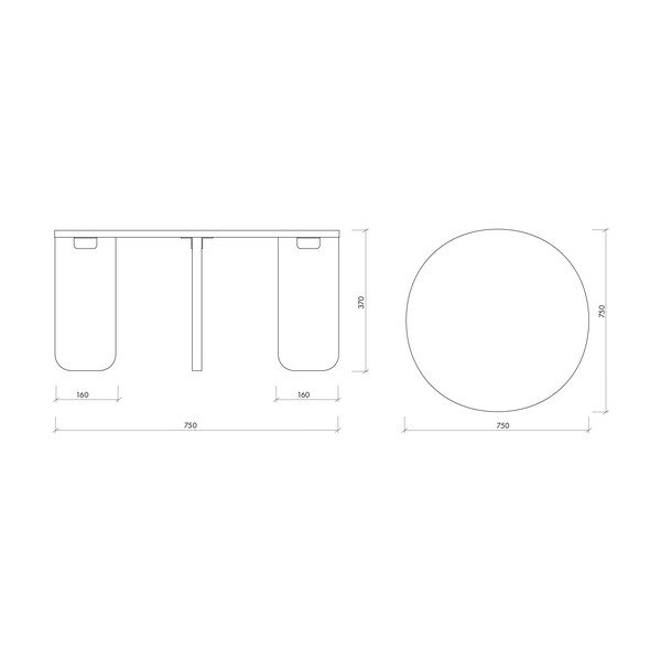 Dabīga toņa apaļš žurnālgaldiņš ar ozolkoka imitācijas galda virsmu ø 75 cm Kuvu – noo.ma-image-4