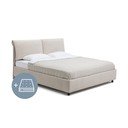 Bēša polsterēta divvietīga gulta ar veļas kasti ar matraci un redelēm 180x200 cm Myra Pillow – Bonami Selection