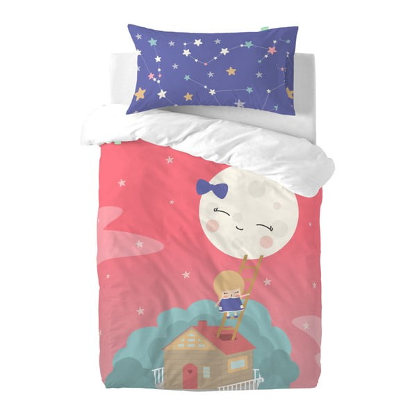 Happynois Mēness sapnis bērnu gultasveļa no tīras kokvilnas, 100 x 135 cm