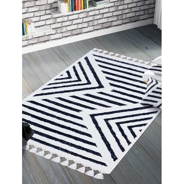 Balts/zils mazgājams paklājs 300x80 cm – Vitaus-image-1