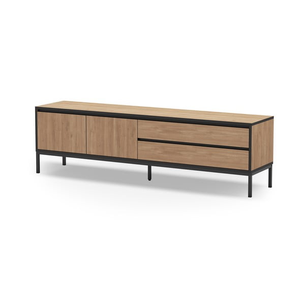 Dabīga toņa TV galdiņš ar ozolkoka imitāciju 180x55 cm Lorenza – Marckeric-image-1