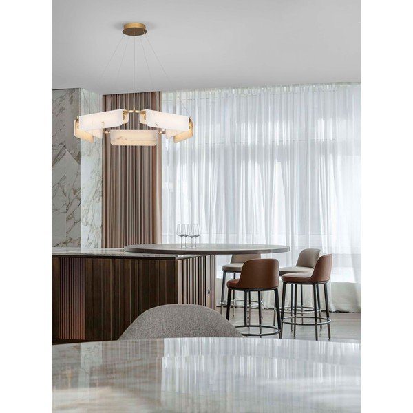 Krēmkrāsas/misiņa krāsas LED piekaramā lampa ar marmora imitāciju ar regulējamu spilgtumu ø 93 cm Aider – Nova Luce-image-1