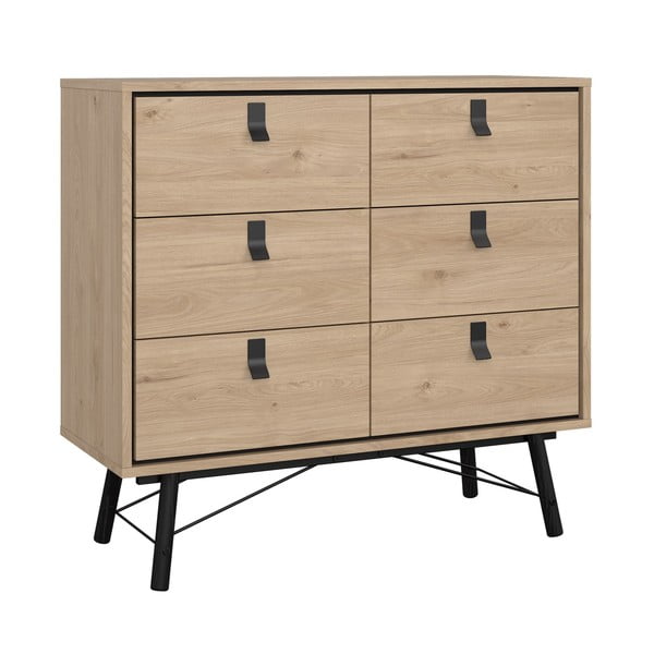 Dabīga toņa zema kumode ar ozolkoka imitāciju 102x99 cm Ry – Tvilum-image-2