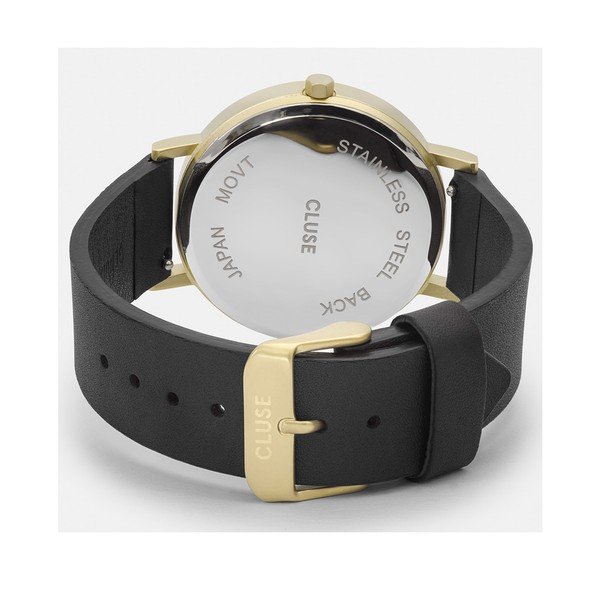 Sieviešu melns pulkstenis ar ādas siksniņu un marmora ciparnīcu Cluse La Roche Rose-image-2