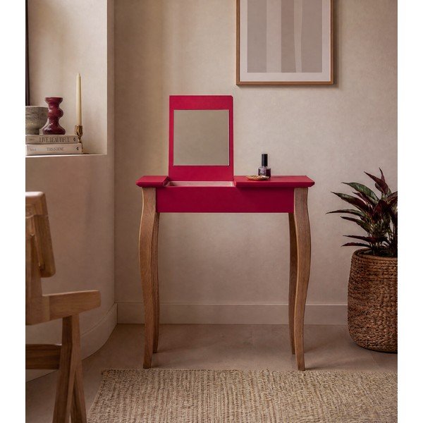 Sarkans tualetes galdiņš ar spoguli Ragaba Lillo, platums 65 cm-image-3