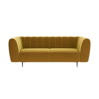 Medus dzeltens samta trīsvietīgs dīvāns Ghado Shel, 210 cm