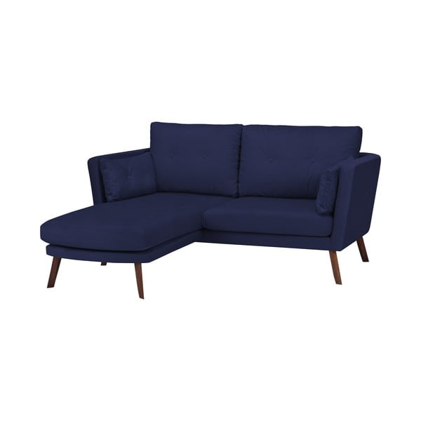 Tumši zils trīsvietīgs dīvāns Mazzini Sofas Elena, ar atpūtas krēslu kreisajā stūrī
