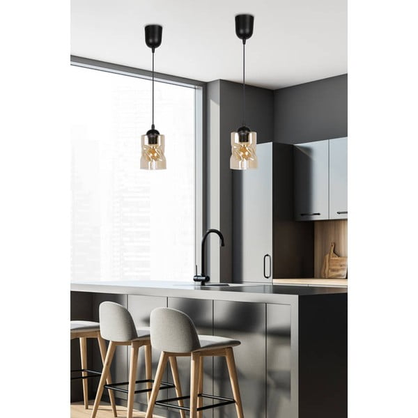 Melna piekaramā lampa ar stikla abažūru ø 10 cm Felis – Candellux Lighting-image-1