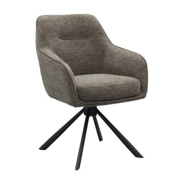 Tumši pelēks polsterēts ēdamistabas krēsls ar roku balstiem Avola – Unique Furniture