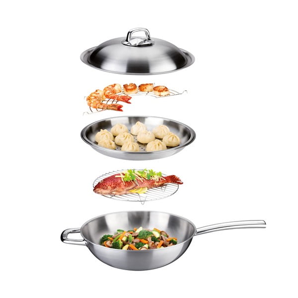 Nerūsējošā tērauda wok panna ar vāku ø 32 cm President – Tescoma-image-1
