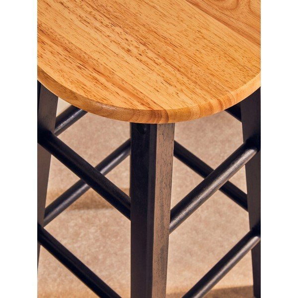Melna/dabīga toņa gumijkoka masīvkoka bāra taburete (sēdekļa augstums 74 cm) Chester – Premier Housewares-image-4