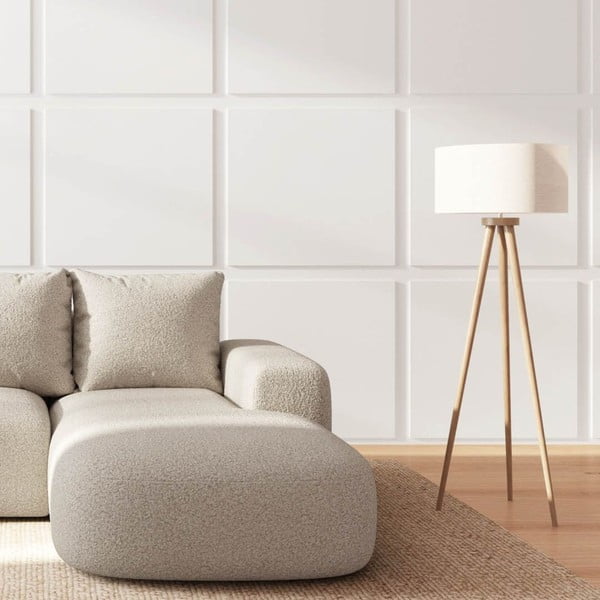 Bēšs stūra dīvāns no buklē auduma (ar labo stūri/ar zvilni) Monce – Rodier-image-3