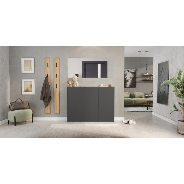 Antracīta pelēks skapītis ar ozolkoka imitāciju 138x105x25 cm Libbiano – Germania-image-4