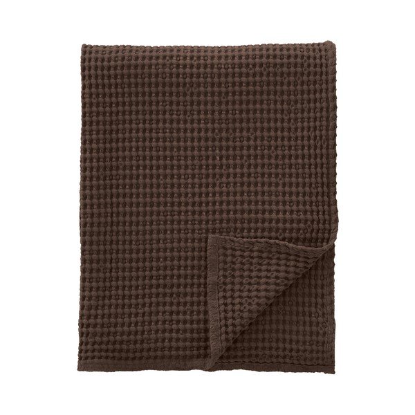 Tumši brūns kokvilnas pleds 150x200 cm Jaipur Chunky Waffle – Pineapple Elephant