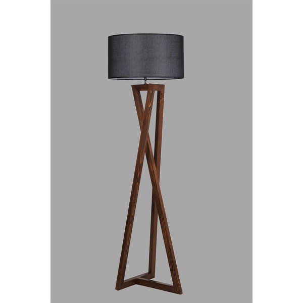 Melna/brūna stāvlampa ar auduma abažūru (augstums 149 cm) Maçka – Opviq lights-image-1
