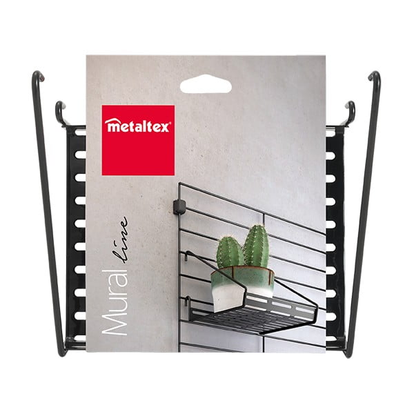 Melns metāla plaukts moduļu plauktu sistēmai 18x15 cm Mural – Metaltex-image-2
