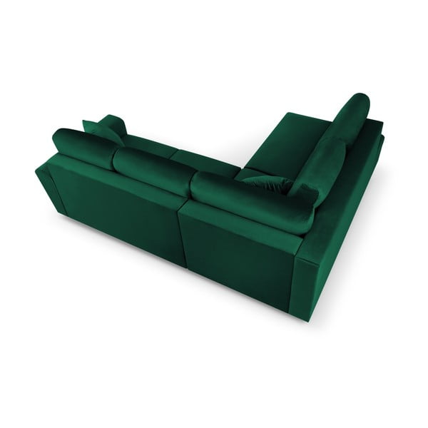 Zaļš samta salokāms stūra dīvāns ar uzglabāšanas vietu (ar kreiso stūri/L veida) Kyoto – Cosmopolitan Design-image-4