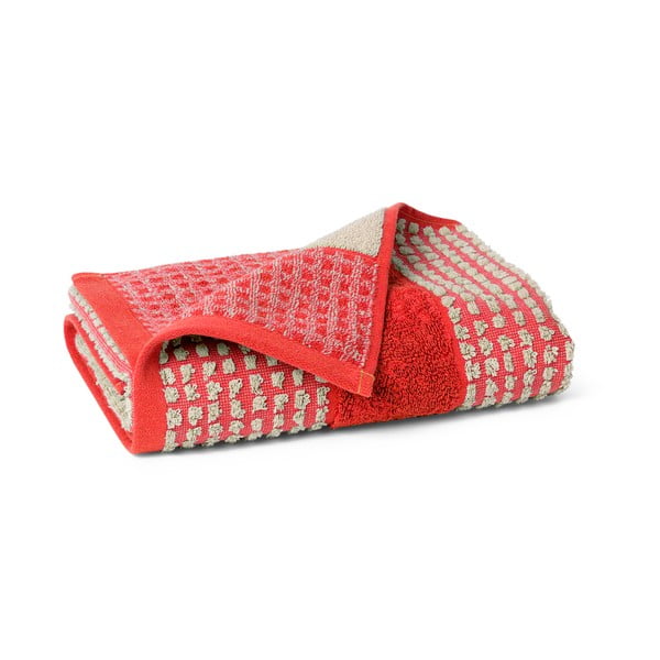 Sarkans frotē dvielis no organiskās kokvilnas  50x100 cm Check – JUNA-image-2