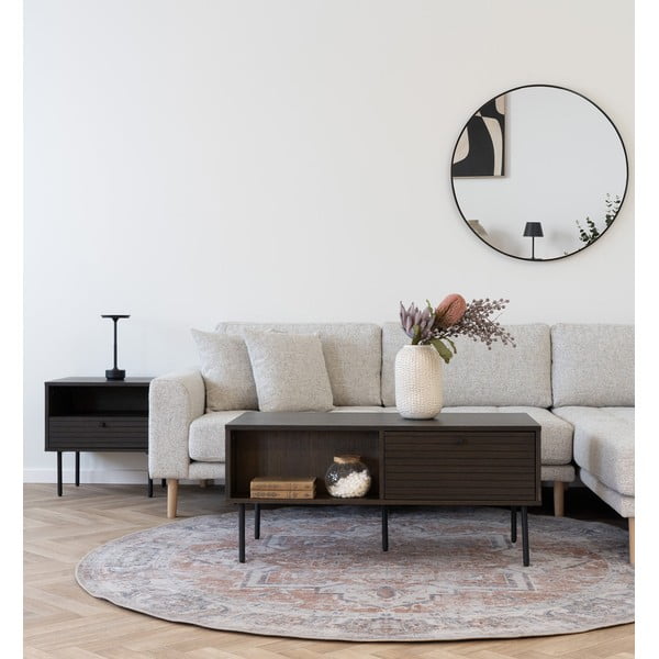 Tumši brūns žurnālgaldiņš ar ozolkoka imitāciju 50x100 cm Kyoto – House Nordic-image-1