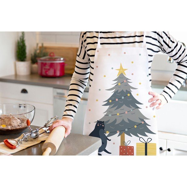 Kokvilnas priekšauts ar Ziemassvētku motīvu Crazy Cat Xmas – Butter Kings-image-1