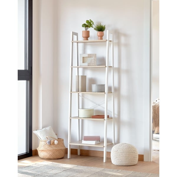 Balts/dabīga toņa plaukts ar ozolkoka imitāciju 56x172x32 cm Aarhus – Kave Home-image-1