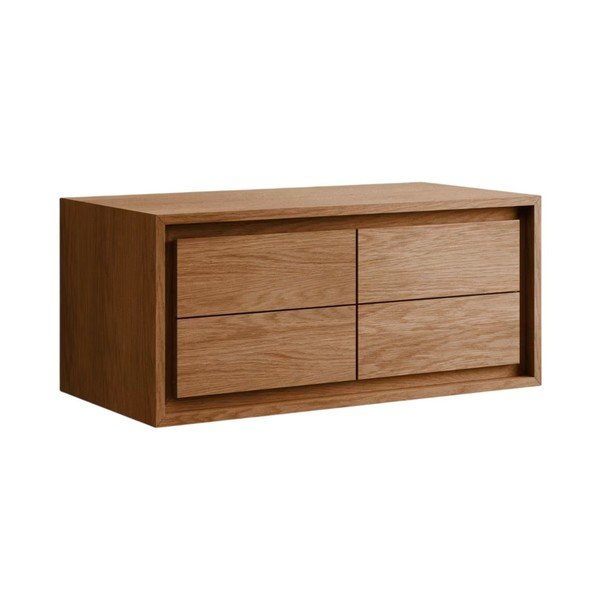 Brūns tīkkoka masīvkoka piekarams skapītis zem izlietnes 90x40 cm Kenta – Kave Home