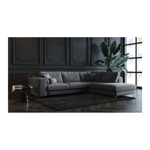 Tumši pelēks stūra dīvāns Devichy Rothe, labais stūris-image-4