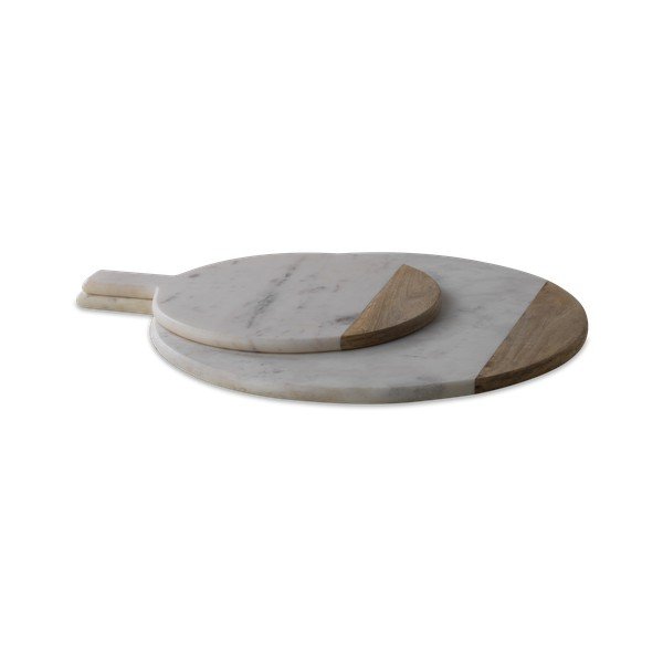 Balts marmora un mango koka servēšanas dēlis Nkuku Bwari, ø 32 cm-image-1