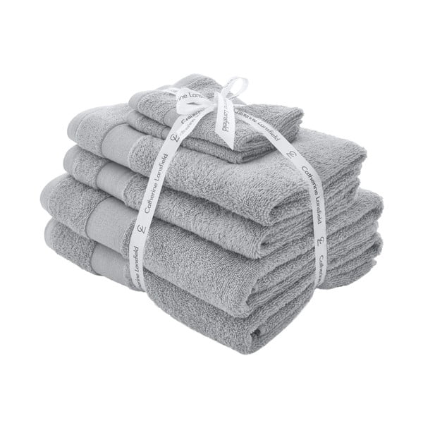 Gaiši pelēki frotē kokvilnas dvieļi komplektā (6 gab.) Anti-Bacterial – Catherine Lansfield